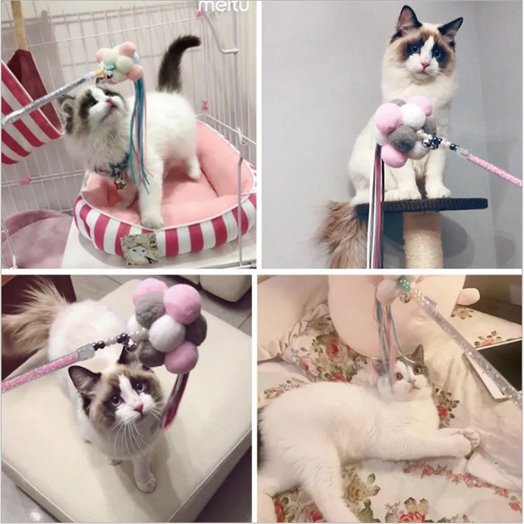 Douyin сказочная кошка, Дразнилка для кошки, играющая удочка, колокольчик, ручная работа, плюшевая перьевая игрушка, стальная проволока, товары для домашних животных, игрушка для кошек