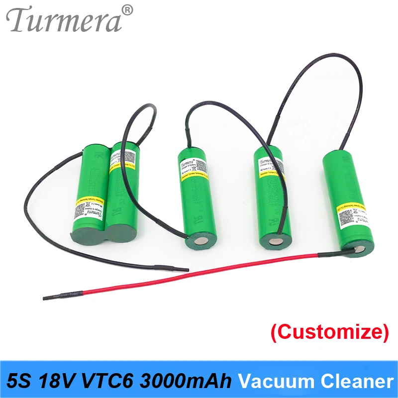 Turmera battery 5s 18v 21v 18650 vtc6 3000mah battery soldering battery for vacuum cleaner and screwdriver battery customized OC