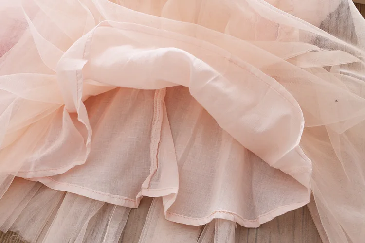 Кружевное платье в Корейском стиле для девочек, модное хлопковое весеннее платье-пачка розового и красного цвета с оборками для девочек