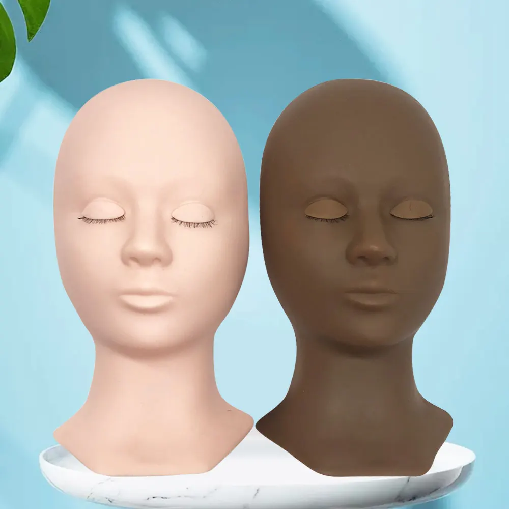 

Silicone Mannequin Model Head With 3 Pair Practice False Eye Training Set Eyelash Extension Grafted Lashes Training Head Tools