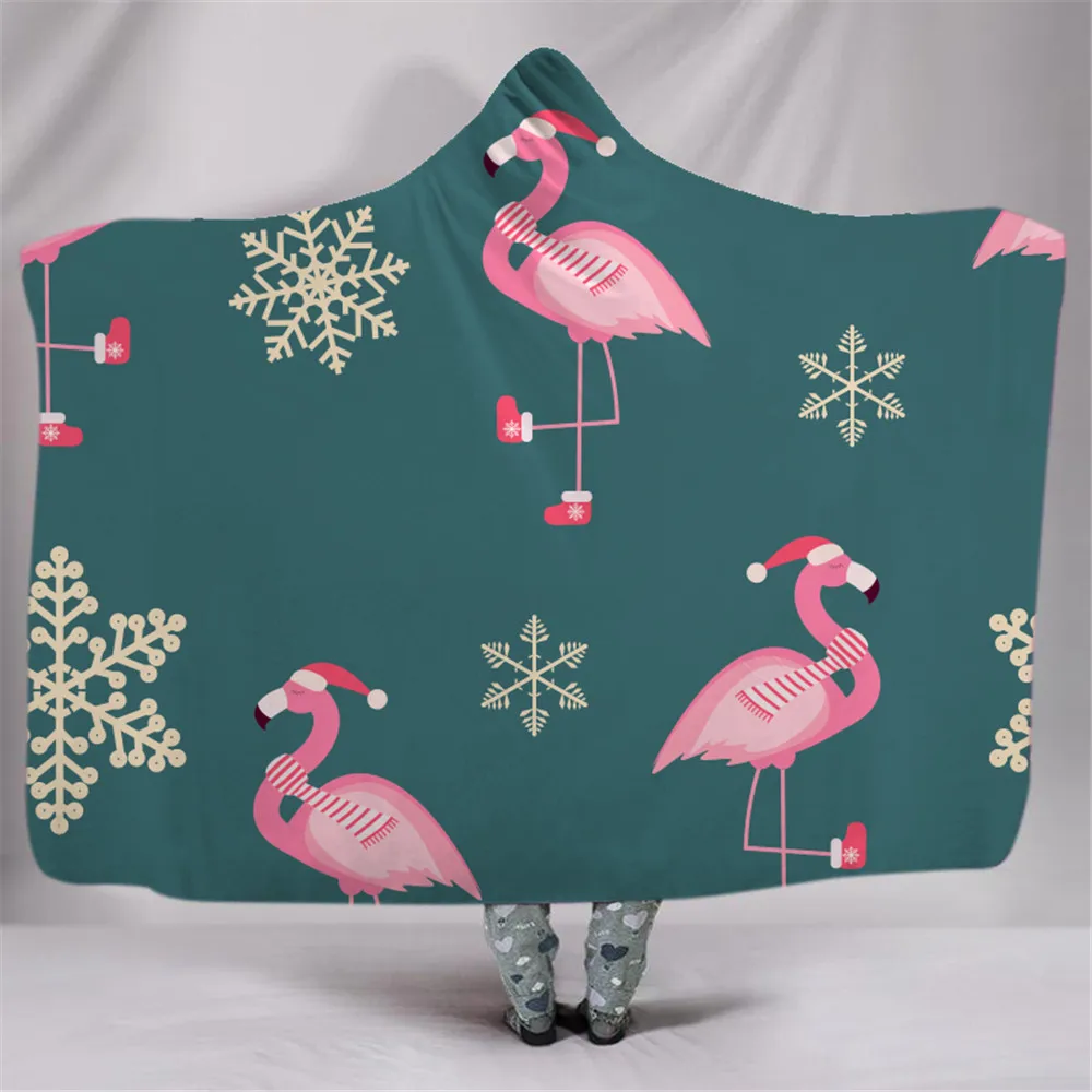 3D Merry Christmas одеяло с капюшоном супер теплый носимый плюшевый плед красочный снеговик подарок накидка с принтом балахон одеяло s - Цвет: 15