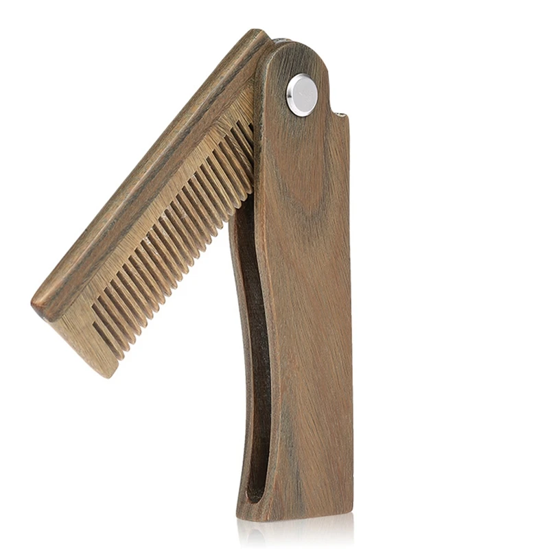 Wooden Folding Beard Comb by Beard Portable Beard Trimming Guide Comb- Handmade Tool Made from