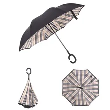 Проверьте цвет ветрозащитный обратный складной двойной слой перевернутый зонтик от дождя самостоящий защита от дождя c-крюк руки для автомобиля