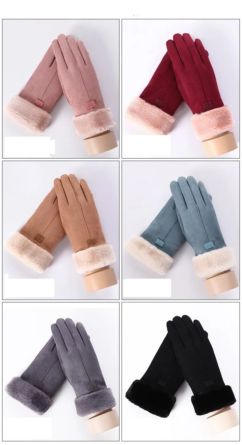 Женские зимние перчатки, теплые женские перчатки для вождения, перчатки для сенсорного экрана, перчатки для мобильного телефона, перчатки для сенсорного экрана