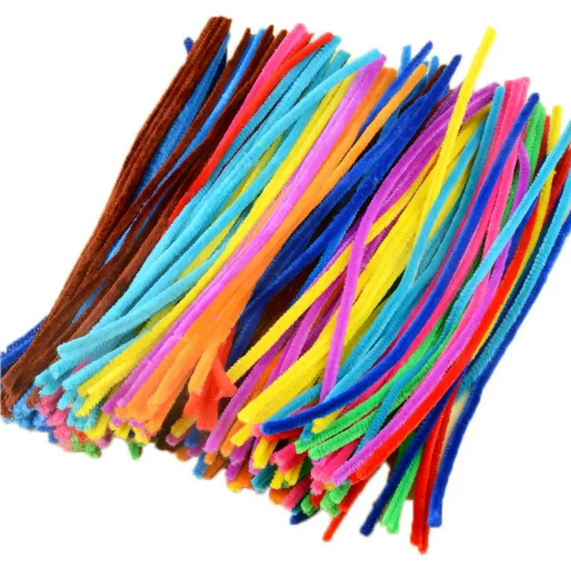 Palitos de chenilla de felpa coloridos para niños, 100 Uds., creativo, bricolaje, limpiador de tuberías, tallos, manualidades de juguete educativo