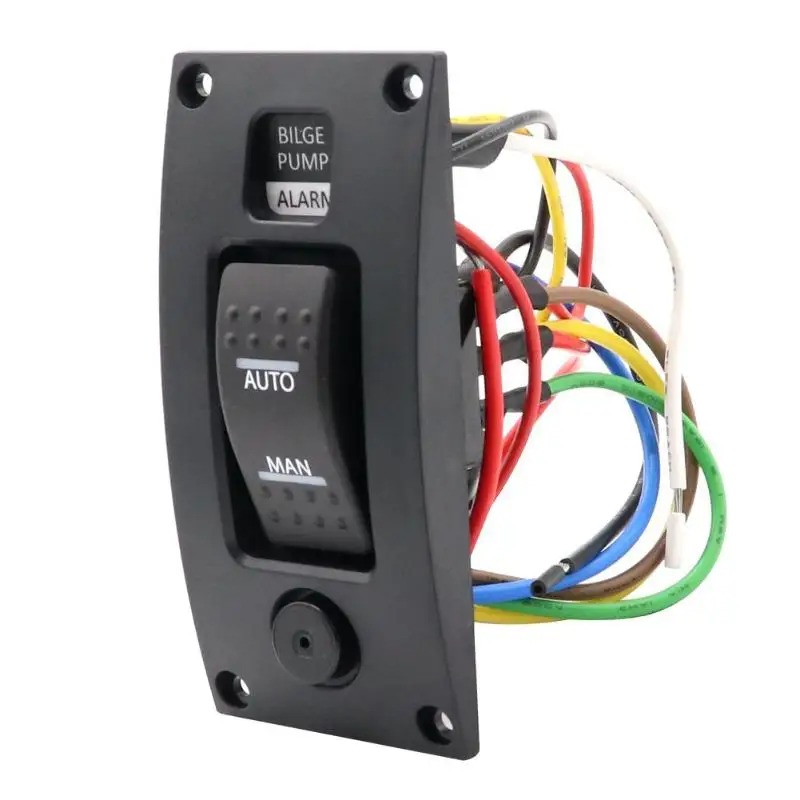 

3 Way Bilge Pump Rocker Switch+Alarm Panel AUTO-OFF-MAN IP66 for Marine Boat Design of Alarm with Visual and Sound