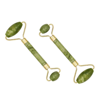 

2pcs Facial Massage Roller Double Heads Natural Jade Stone Face Lift Hands Body Skin Massager Relaxation Slimming Beauty Health