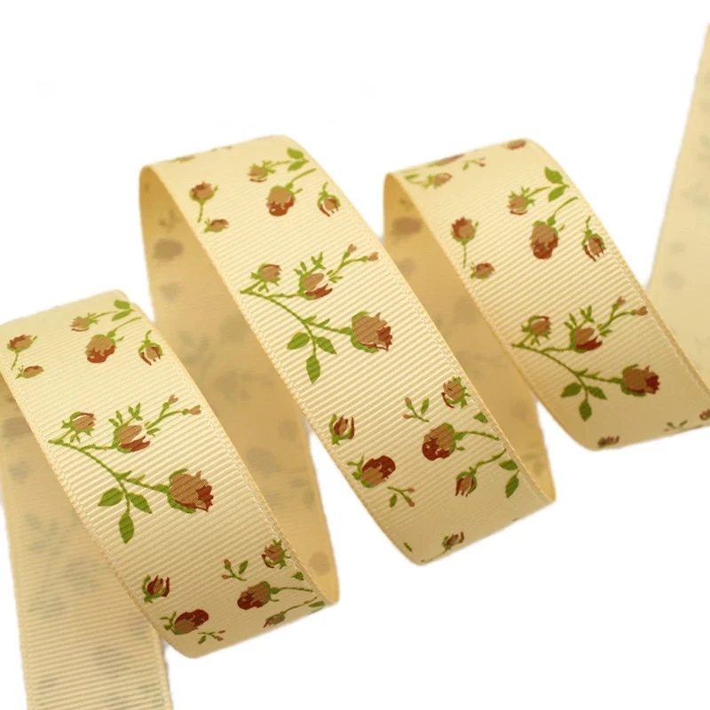 (10 ярдов/партия) 1 ''(25 мм) Роза цветок grosgrain DIY ленты печатных прекрасные