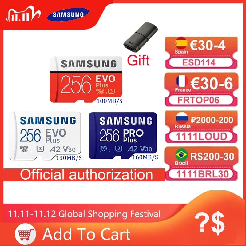SAMSUNG карта памяти Micro SD класс 10 256 ГБ | Компьютеры и офис