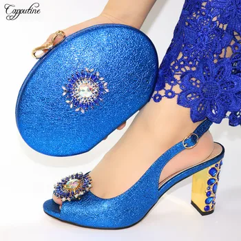 

Excellent Royal Blue Women's High Heel Sandal Shoes And Purse Bag Set VC108 Heel Height 9CM