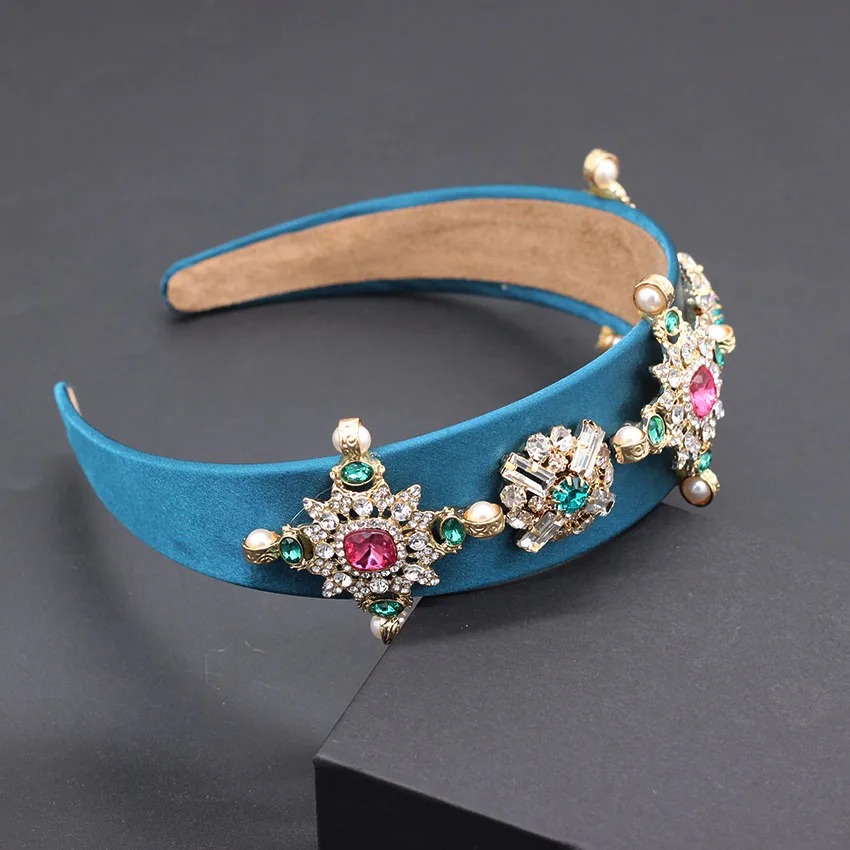 Мода преувеличенная Универсальная повязка на голову Новая Европейская и американская барокко мода цвет горный хрусталь геометрическая повязка на голову 796