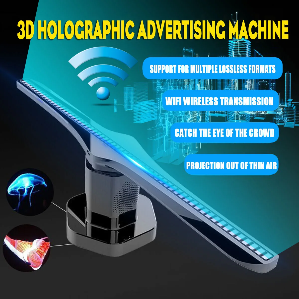 Smuxi 3D Голограмма рекламный дисплей светодиодный вентилятор голографическая