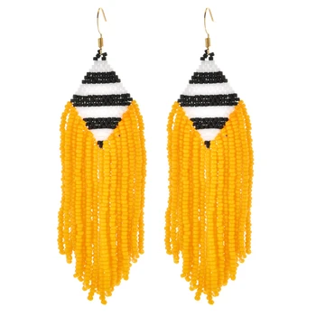 

ZMZY Big Boho Handmade Ethnic Beaded Dangle Earrings for Women Girls Long Tassel Miyuki Earrings Summer Chic Femme Jewelry