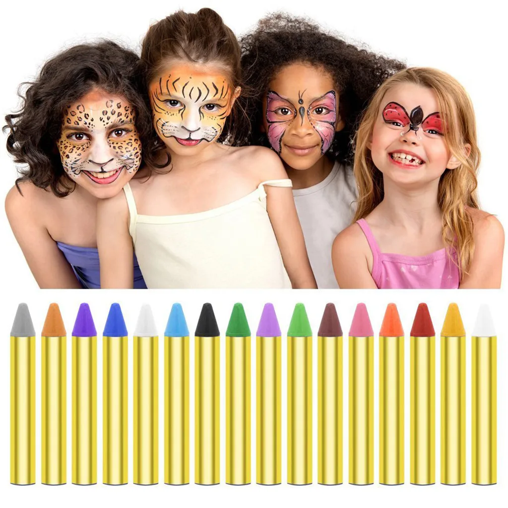 Краска для лица мелки краска для тела ing пастельный Карандаш 16 цветов палочка для детей Макияж для вечеринки по случаю Хэллоуина клоун привидение-дьявол для детского подарка