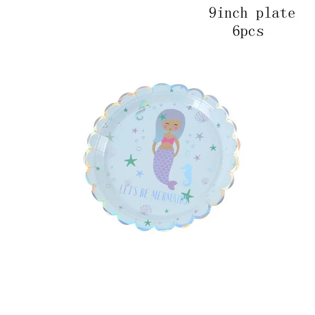 Mermaid Birthday Party Tableware Plate Cup Straw Little Mermaid Birthday Party Decor Baby Shower Girl Party Supplies (5)
