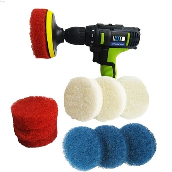 

Power Scrubber Electric Drill Plate With 6 Brushes Pads Kit Household Cleaning Sofa Bathroom Tile Grout Waxing Kit Water Stain R