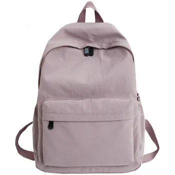 

Nylon waterproof women backpack High quality solid color shoulder bag schoolbag for Teenage girls 2019 Travel backpack