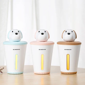 

300ml Cartoon Dog Air humidifiers Oil Diffuser Air Purifier LED Night Light Mini USB Fogger Car Ultrasonic Puppy humidifiers