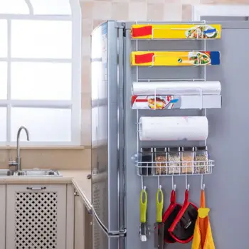 

Multifunction Refrigerator Storage Rack Kitchen Fridge Hanging Shelf Organizer paper towel holder
