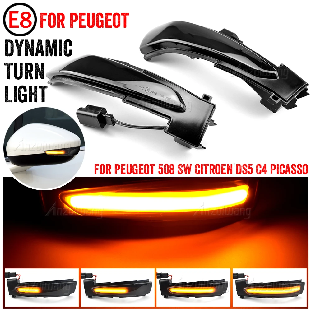 2Pcs For Peugeot 508 SW LED Dynamic Turn Signal Light Mirror Blinker Indicator Flasher Lamp Citroen DS5 C4 Grand Picasso II | Автомобили и