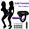 Double Penetration Dildo Lesbian Sex Toy Couple Vibrator Super Elastic Strap Female Dildo Panties Sex Products 1