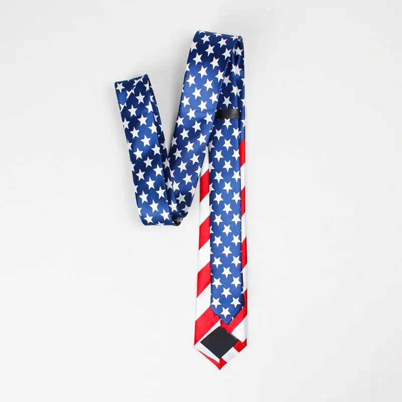 Для мужчин и женщин классический американский флаг галстук радужные полосы принт музыкальных нот официальная Вечеринка имитация шелка День Независимости Галстуки