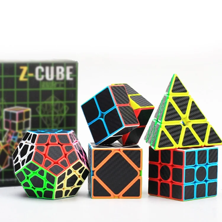 Zcube углеродного волокна Скорость кубик 5 шт./кор. из углеродного волокна, волшебный куб, 2x2x2 3x3x3 Megamin пирамиды косой странные-shape форме, благодаря чему создается ощущение невесомости с кубики коллекция
