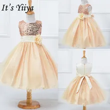 It's Yiya/платье с цветочным узором для девочек г.; платья для первого причастия с цветами для девочек; элегантные рождественские Бальные платья с круглым вырезом и блестками; L067