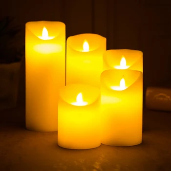 

5pcs Wedding Led Pillar Candle Birthday Smokeless Candle Candlelight Dinner Candle Lamp Romantic Candle Christmas Decor DA60LZ