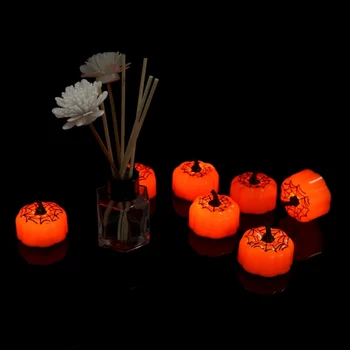 

Halloween Spider Web Artificial Pumpkin Flameless Candles Tealight HalloweenLED Candle Lights Decoration