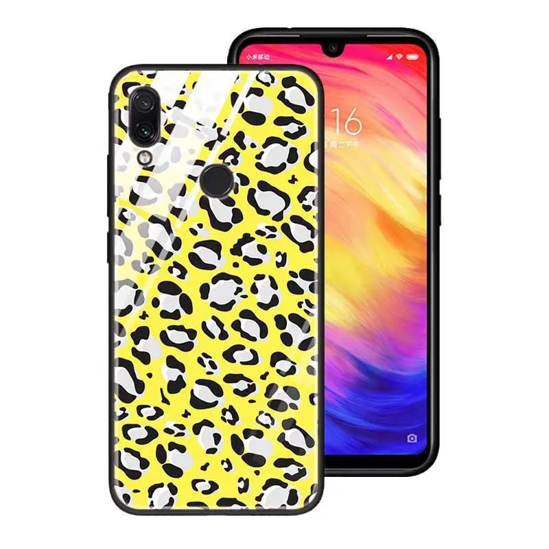 T10 Чехол из закаленного стекла для Red mi 7 8A Note6 7 8 K20 K20 Pro, жесткая задняя крышка для Xiaomi mi A3 CC9E CC9, силиконовый чехол с леопардовым принтом - Цвет: T10