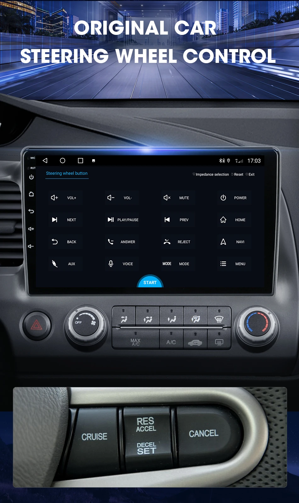 JMCQ 2din Android 11.0 Car Radio Multimedia player For Honda Civic 2005-2012 navigation GPS audio stereo 4G Carplay Head Unit android car stereo