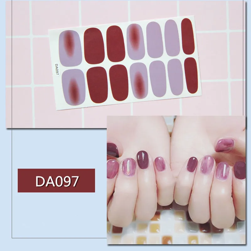 14 наконечников/лист наклейки с полным покрытием для ногтей обертывания