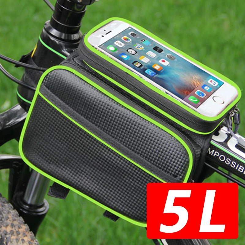 

5L Rainproof Bicycle Bike Bag Frame Cycling Bag Waterproof 7.4in Phone Case Touchscreen Bag MTB Bike Accessories Free Shipping