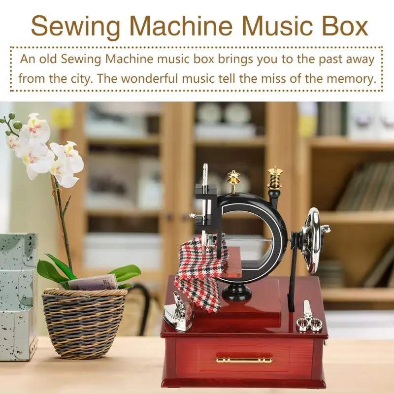 

Mini Sewing Machine Style Music Box Hand Crank Vintage Music Boxes Jewelry Box Valentine's Day Gift New Year Gift Birthday Gifts