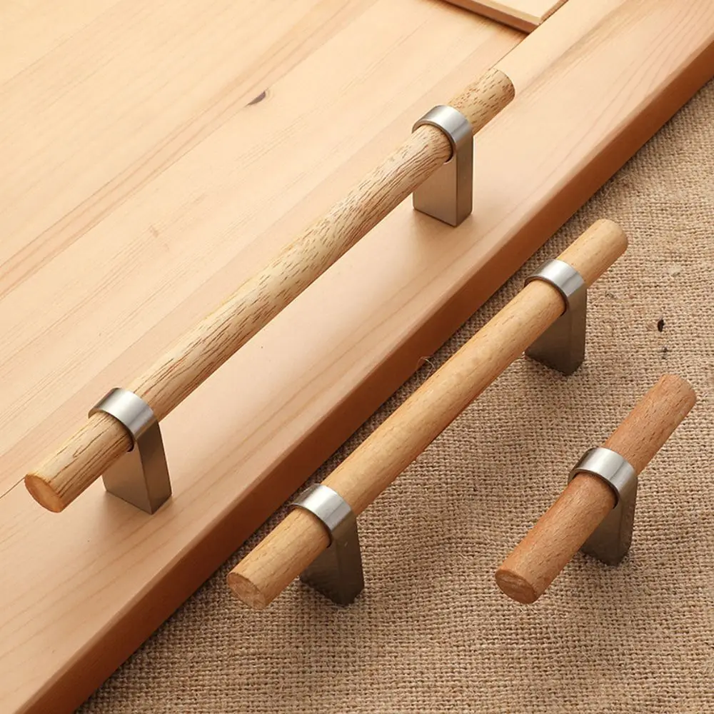Modern Wooden Cupboard Handle Brushed Zinc Alloy Kitchen Door