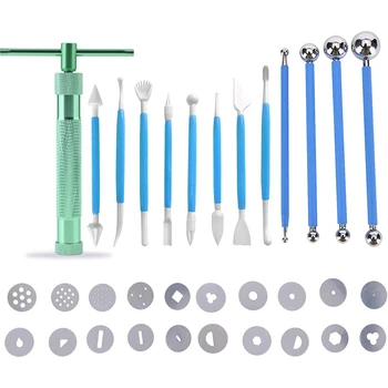 

33Pcs Clay Fondant Extruder Cake Decorating Supplies Sugar Modeling Tool, Sugar Paste Extruder,Extrusion Discs