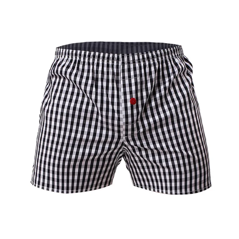 Новинка, высококачественные Брендовые мужские трусы-боксеры, домашние шорты, классические клетчатые чёсаные мужские свободные дышащие большие размеры, семейные трусы