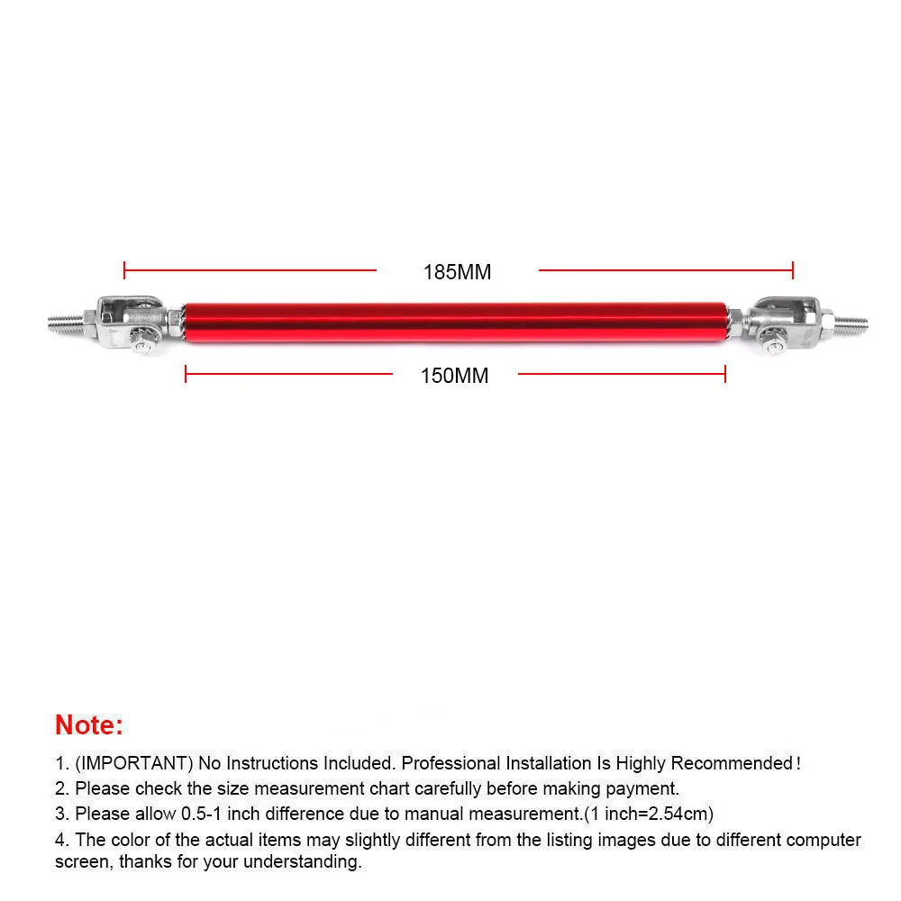 Bumper Lip Stainless Steel Adjust Front Strut Splitter Rod Tie Support Bars 100MM 150MM 200MM