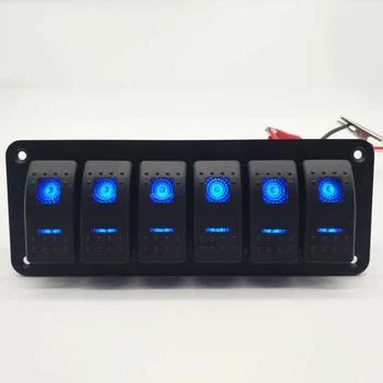

Boat Rocker Switch Panel 6 Gang Replacement Parts Accessories Blue LED