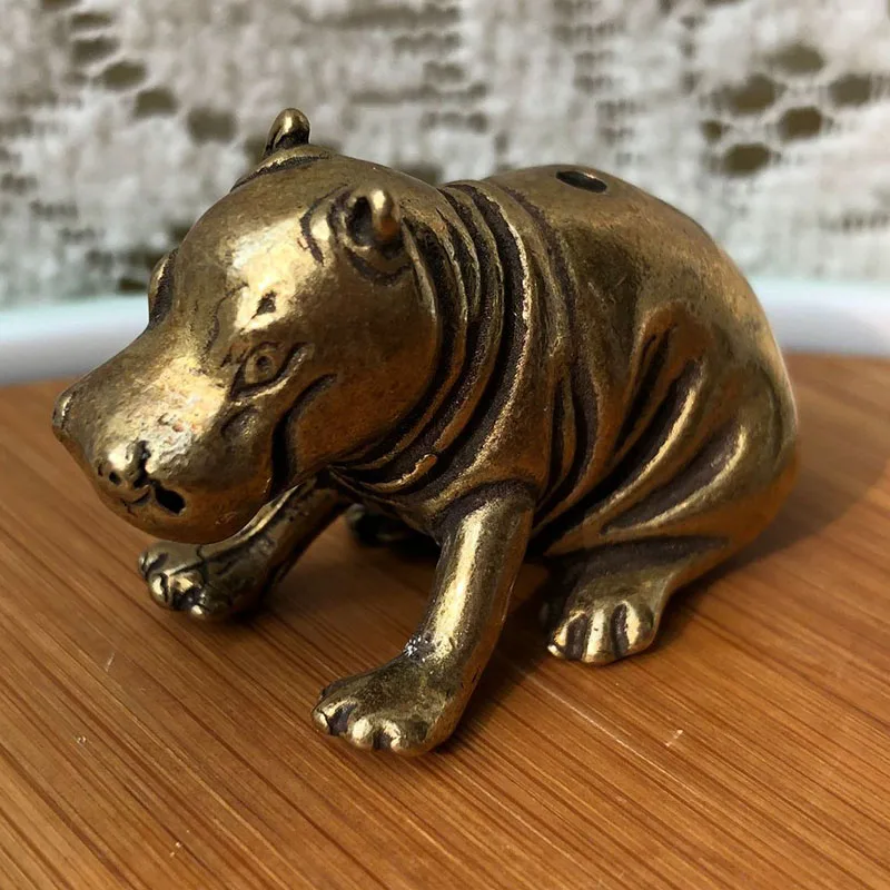Vintage Bronze Hippopotamus Statue Copper Craft River Horse Ornament Brass Feng Shui Home Decoration Accessories Desk Decor Gift