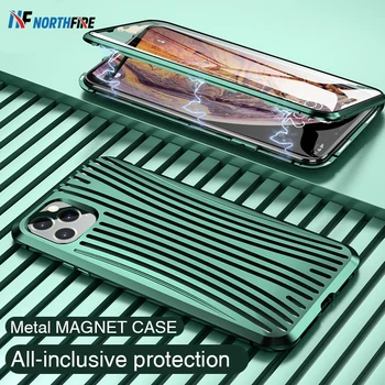 

Luxury Metal Magnetic Case For iPhone 11 Pro Max 11 X XR 7 8 Front Glass Magnet Case For iPhone 11 XS Max 7 8 Plus Suitcase Case