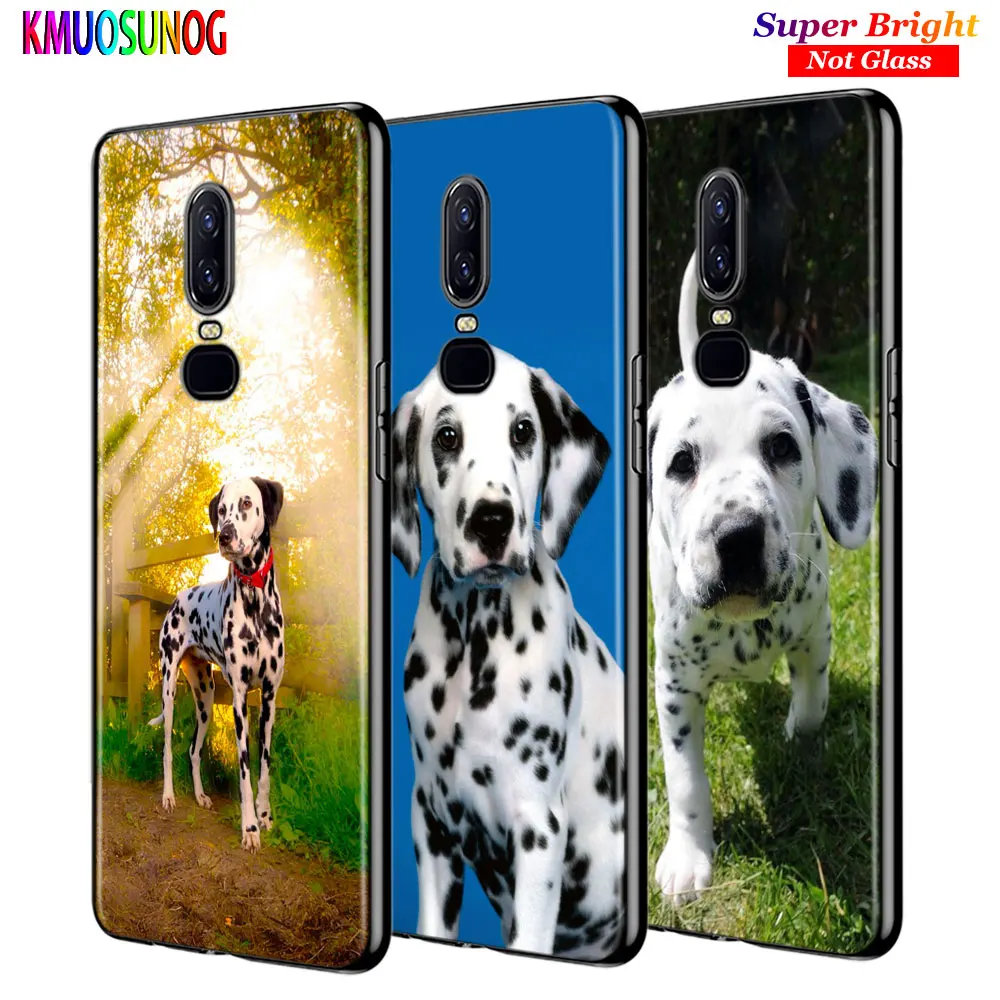 

For OnePlus 7 7Pro Black Silicone Cover Dalmatian dog Animal Back Cover For OnePlus 5 5T 6 6T Phone Case