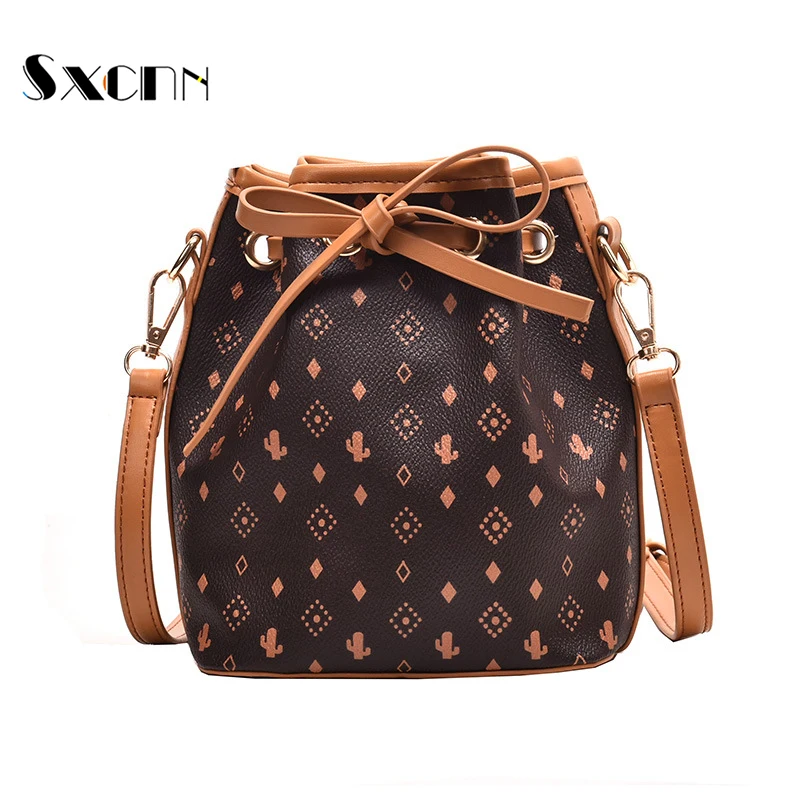 

Latest style Crossbody Bag Print bucket bag Women Handbags PU leather Popular Messenger Bag Wild Free Shipping