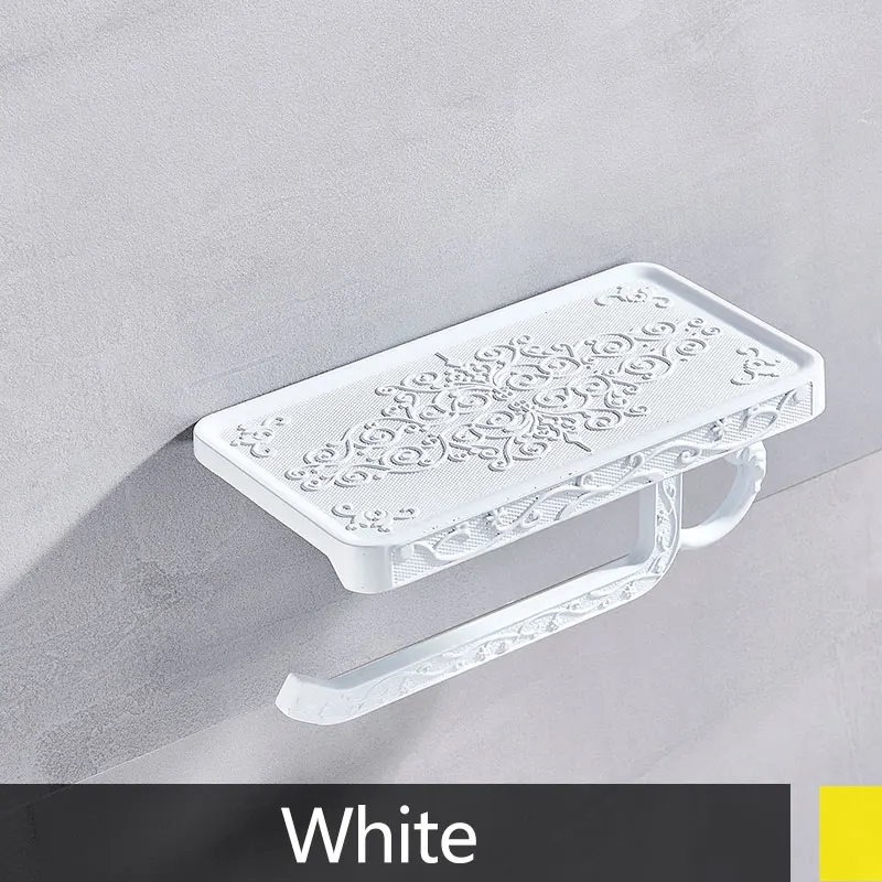 White Ванная Черная бумажная вешалка для полотенец, алюминиевый античный держатель для мобильного телефона, Европейский бумажный ящик для полотенец, стеллаж для хранения - Color: White