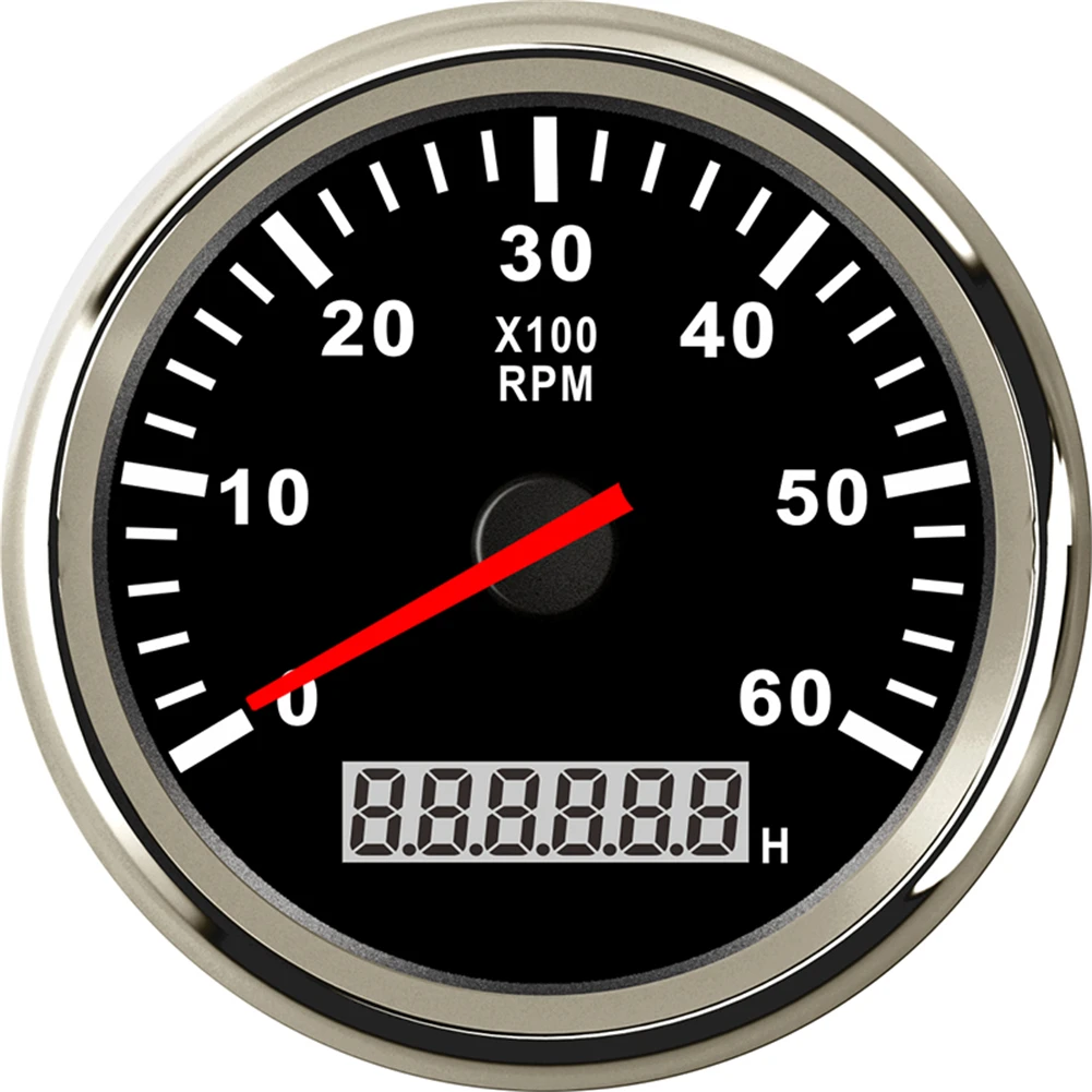 Free Shipping 1pc 85mm Auto Tachometers Red Backlight 0-6000RPM Boat Rev Counters White Revolution Meters with Hourmeters 9-32v |