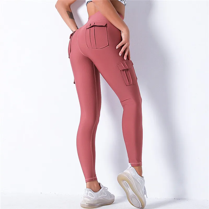 tights for women Nessaj High Waist Fitness Leggings Women Pocket Leggings Solid Color Push Up Legging Women Clothing Polyester Leggings aerie crossover leggings