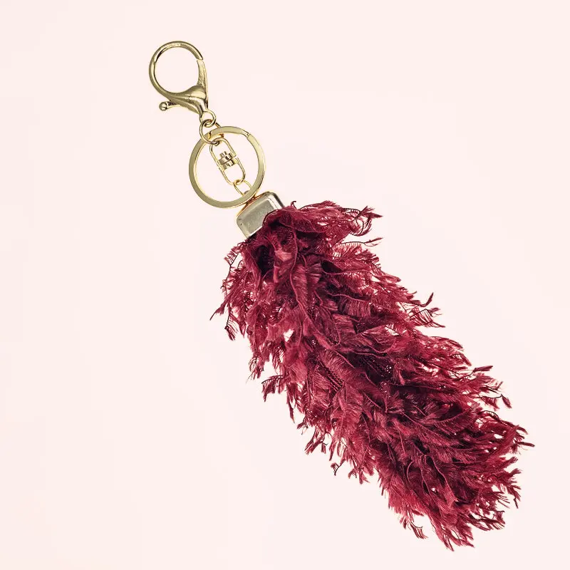 New Faux Feather KeyChain pompon Tassel Key Chain Fake Fur Tail Ring Women Arts Crafts Bag Charming Pendant Car Holder | Украшения и