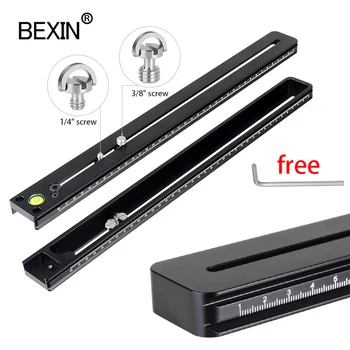 

1/4" 3/8" Screw Aluminium Alloy Long Sliding Rail Nodal Slide Quick Release Plate For Camera
