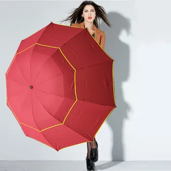 

130cm Big Double Layer Umbrella Men Rain Woman Windproof Large Portable Umbrella Male Women Sun 3 Floding Outdoor Big